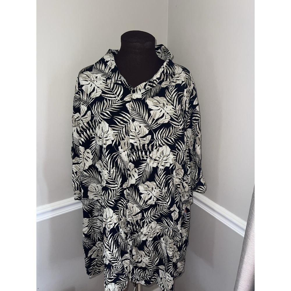 Johnny Bigg Morgan Print Hawaiian Shirt Mens Big & Tall 8XL New Black Tan